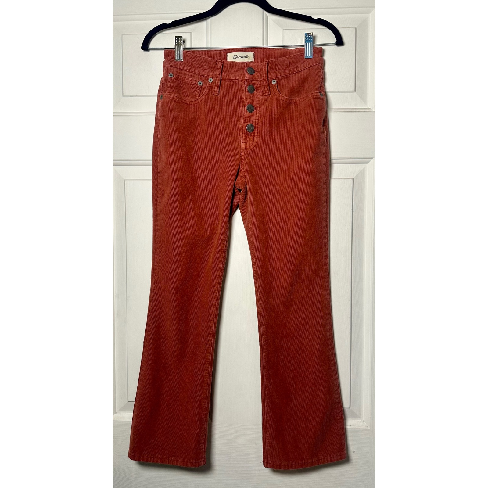 Madewell Jeans Womens 25 Rust Cali Demi-Boot Corduroy Exposed Button Pants